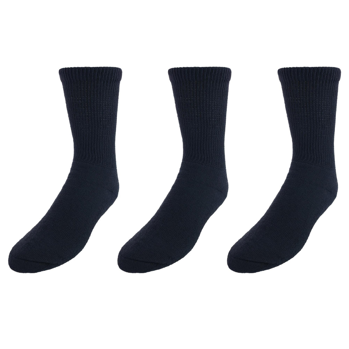 CTM® Men's Diabetic Non Binding Crew Socks (3 Pairs) - Black