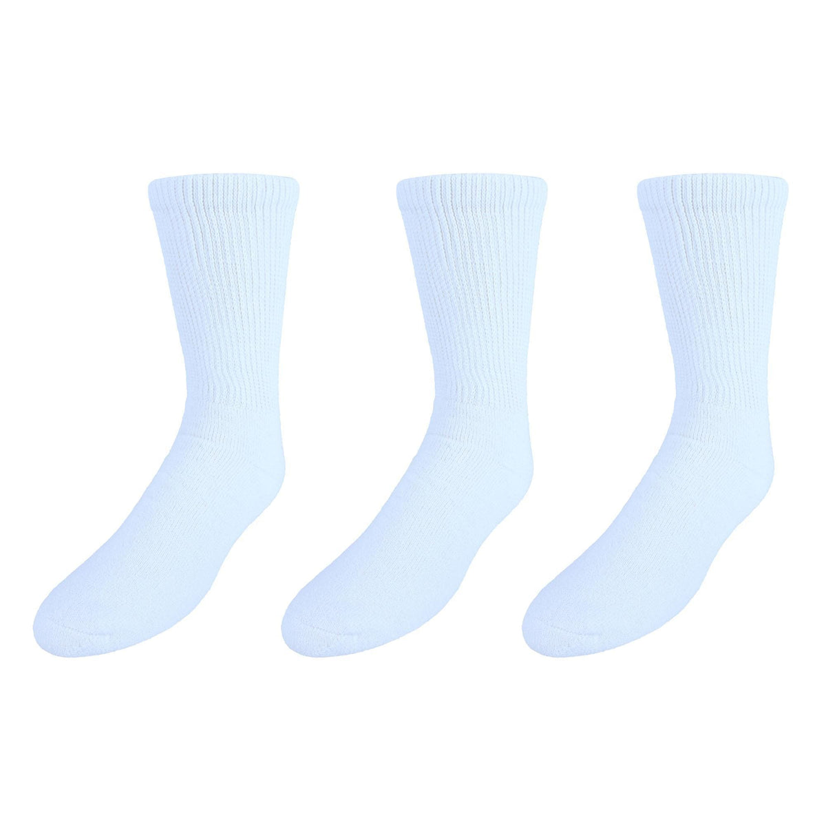 CTM® Men's Diabetic Non Binding Crew Socks (3 Pairs) - White