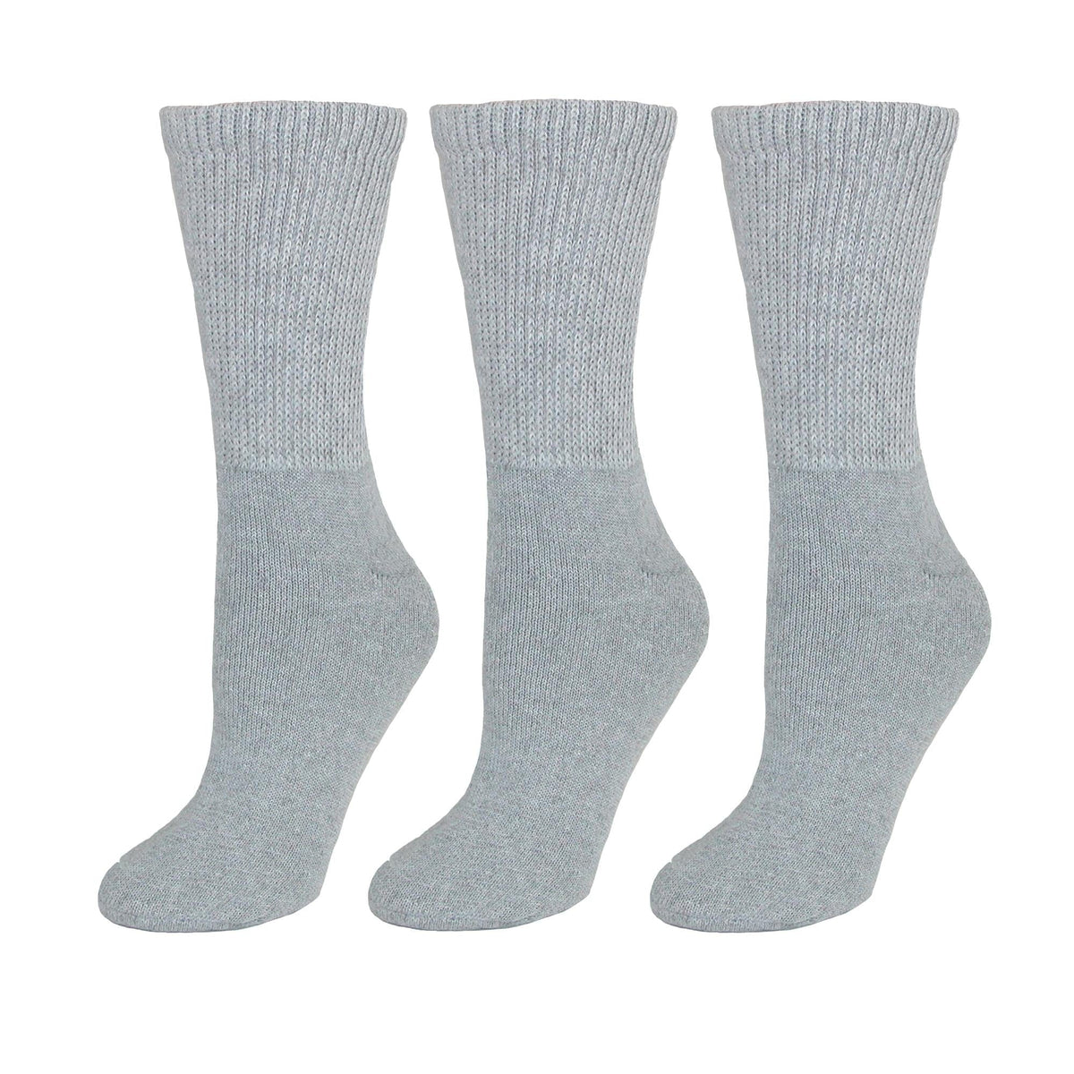 CTM® Women's Diabetic Crew Socks (3 Pair Pack) - Grey
