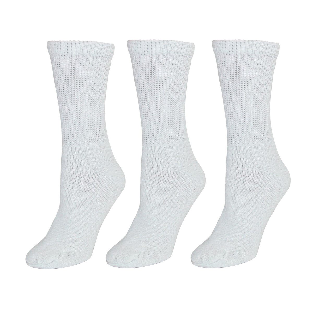 CTM® Women's Diabetic Crew Socks (3 Pair Pack) - White