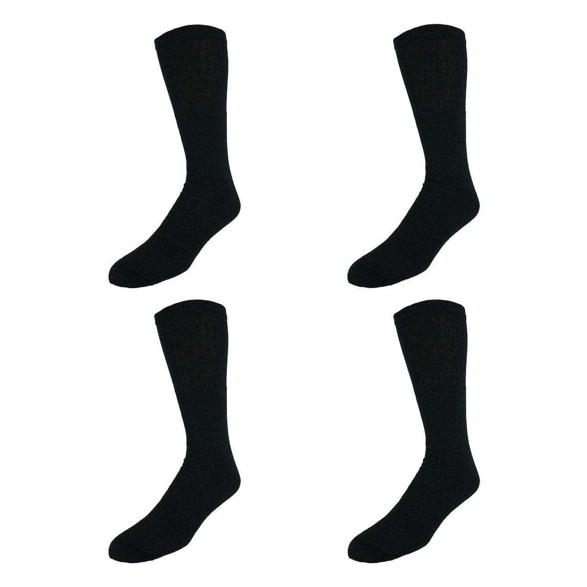 CTM® Men's Big and Tall Cotton Blend Casual Tube Socks 4 Pair Value Pack - Black