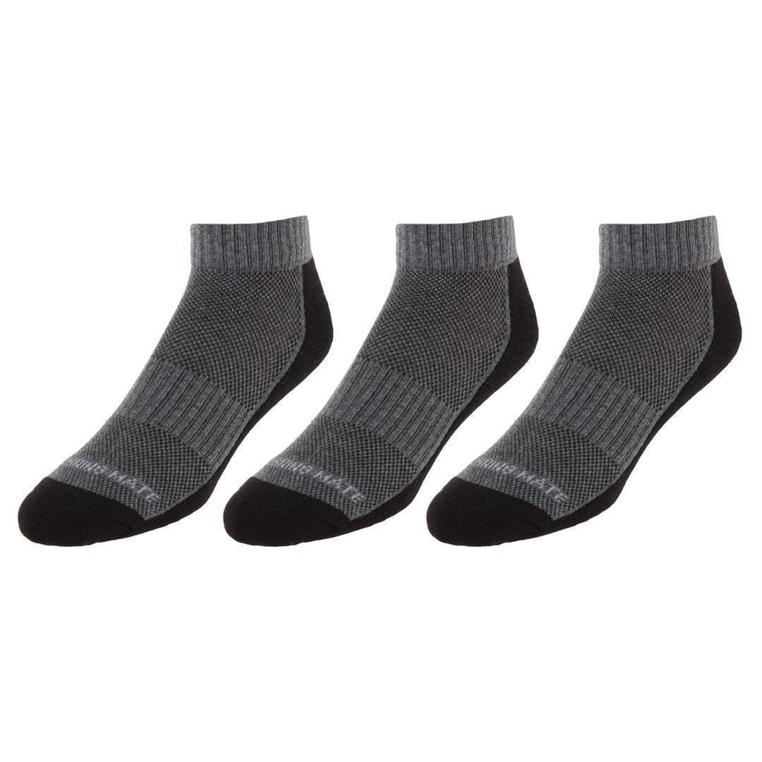 CTM® Men's Cotton Arch Support Ankle Sock (Pack of 3) - Grey Black
