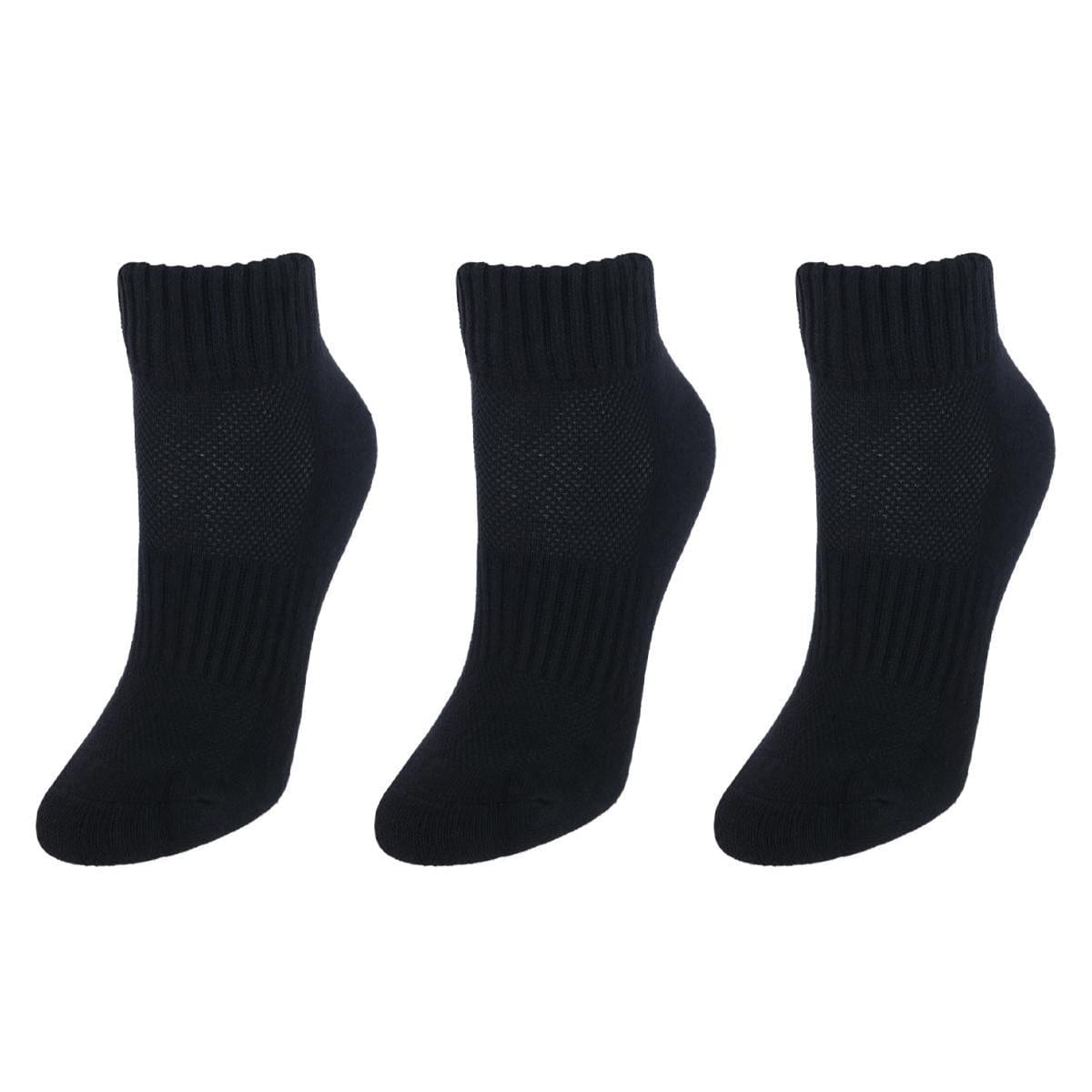 CTM® Women's Cotton Blend Arch Support Ankle Sock (Pack of 3) - Black