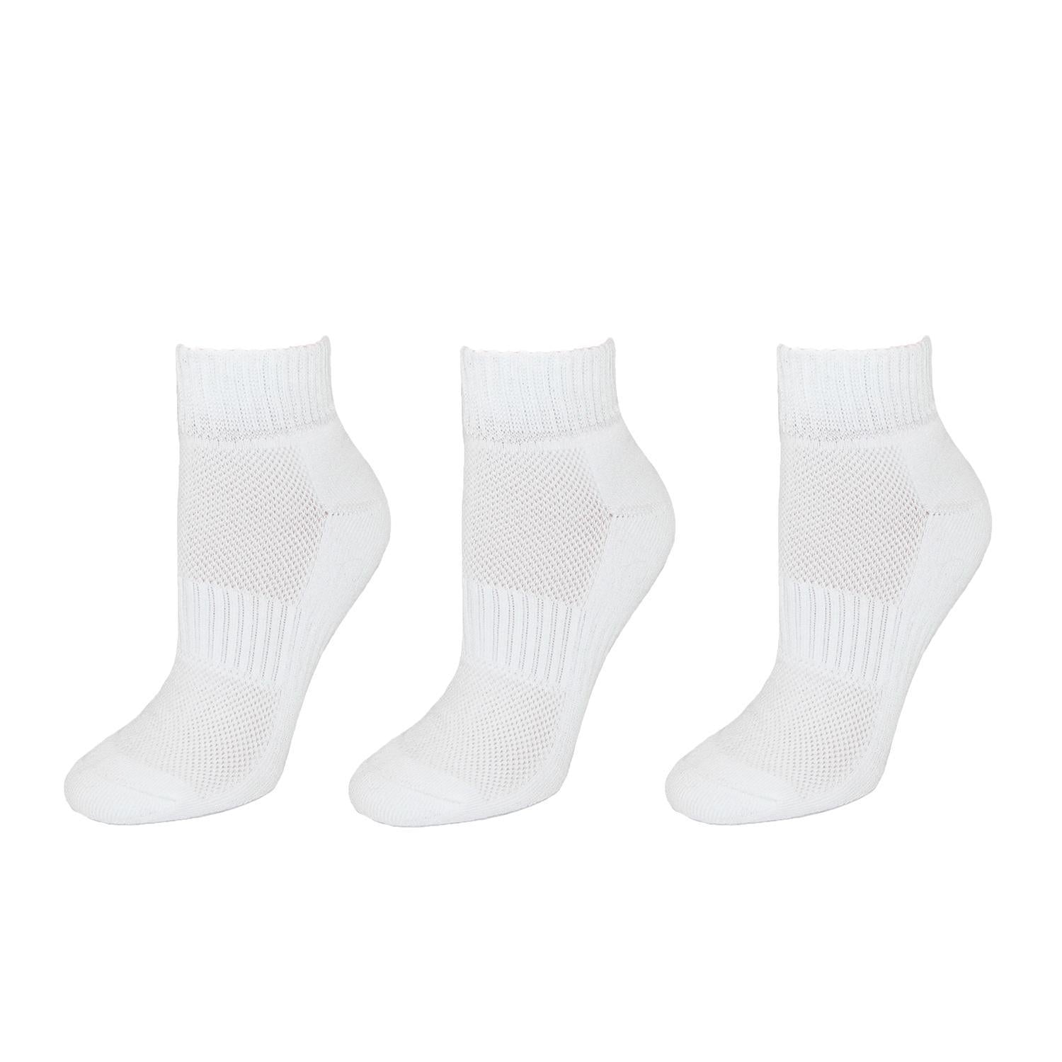 CTM® Women's Cotton Blend Arch Support Ankle Sock (Pack of 3) - White