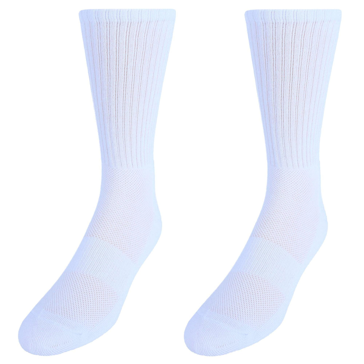 CTM® Men's Dry and Cool Cushioned Crew Socks (Pack of 2) - White