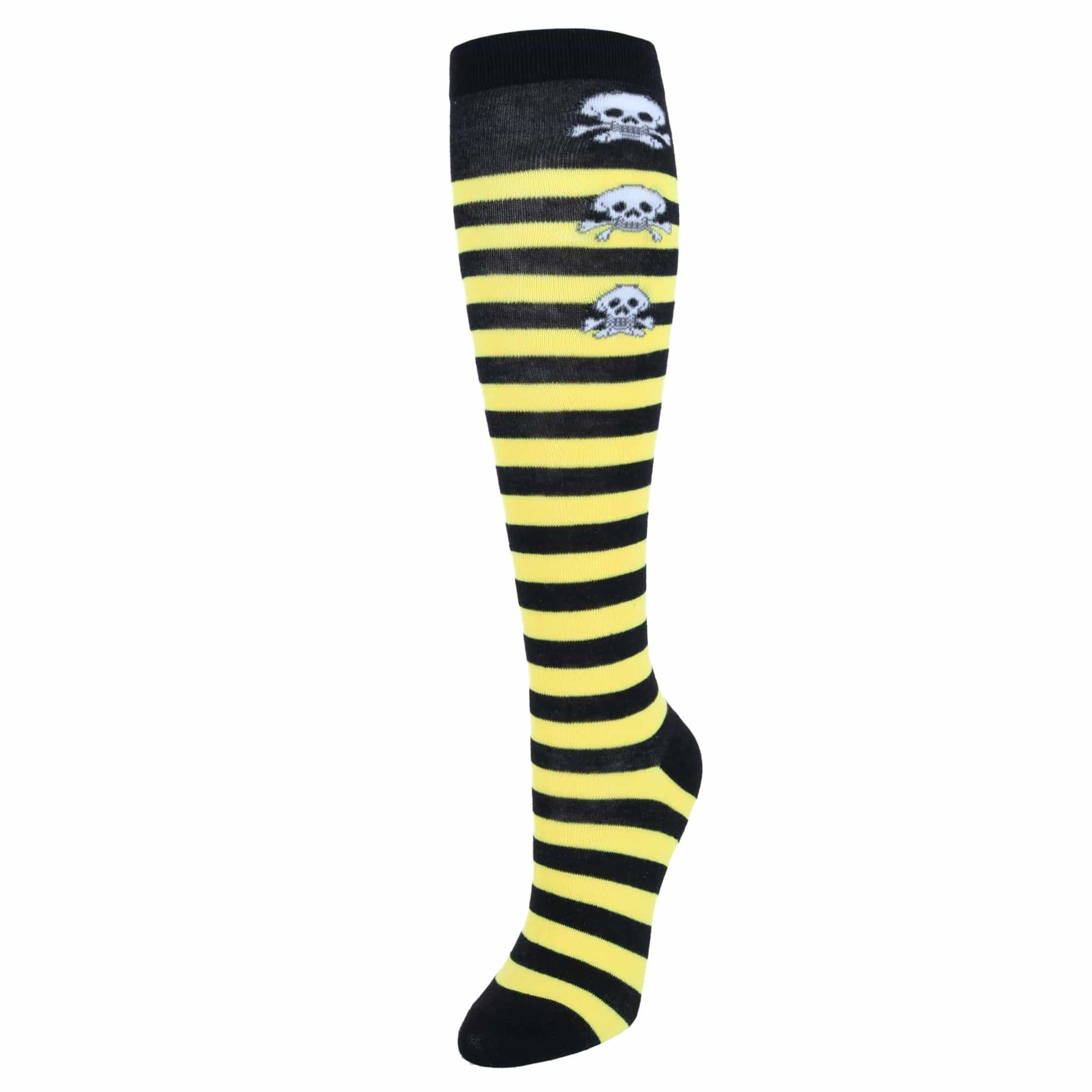 CTM® Women's Gothic Skull Striped Knee-High Socks (1 Pair)