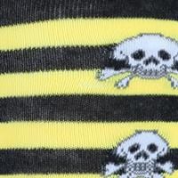CTM® Women's Gothic Skull Striped Knee-High Socks (1 Pair) - Black and Yellow