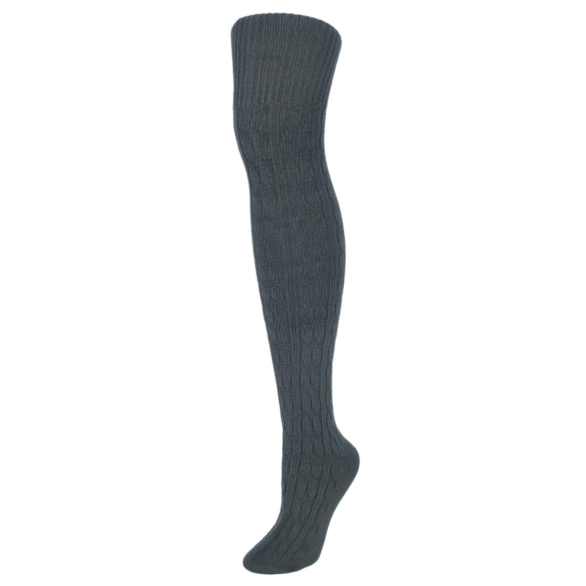CTM® Women's Cable Knit Over-The-Knee Soft Socks (3 Pairs) - Black, Grey, and Black