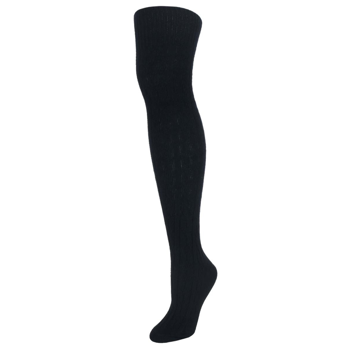 CTM® Women's Cable Knit Over-The-Knee Soft Socks (3 Pairs) - Black, Grey, and Black