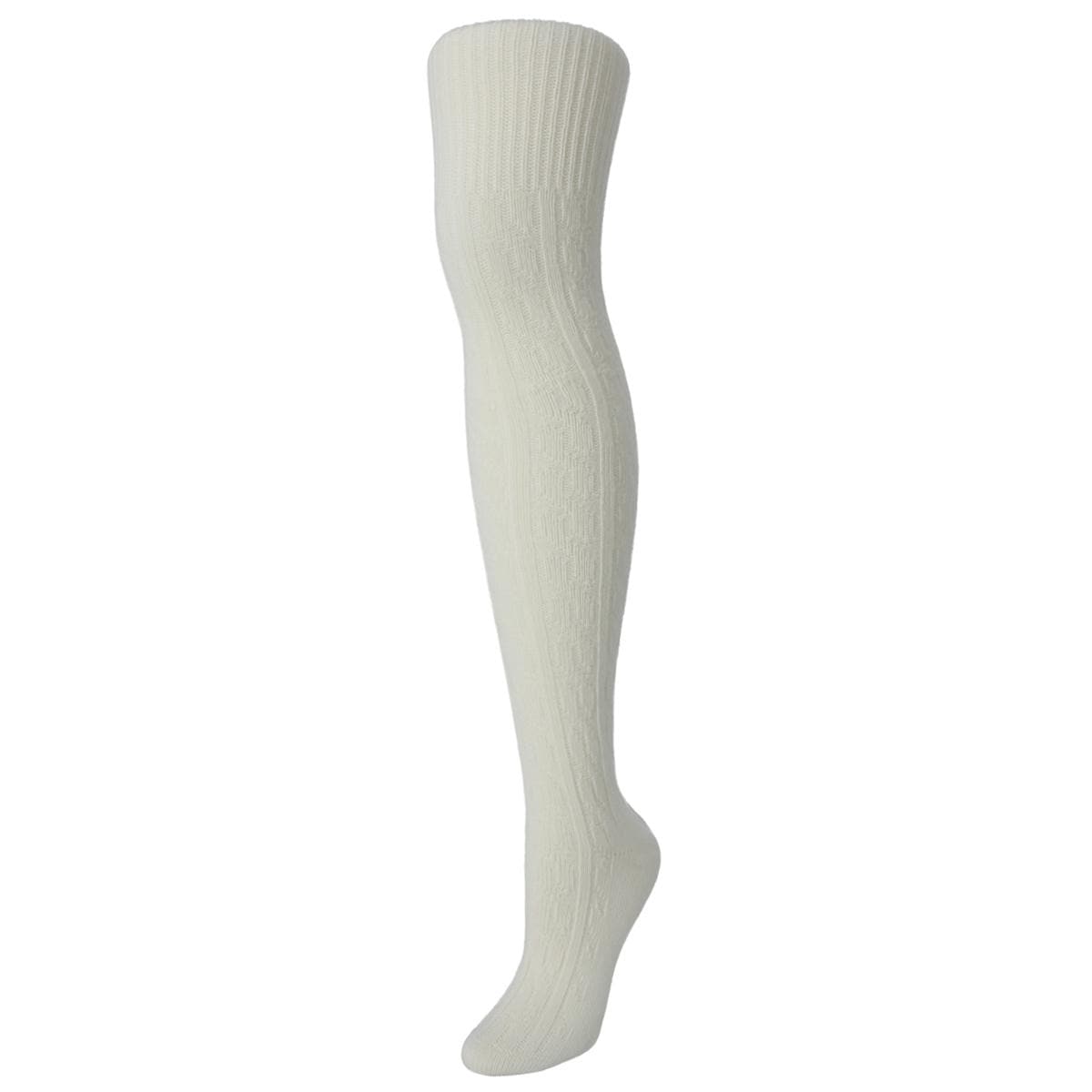 CTM® Women's Cable Knit Over-The-Knee Soft Socks (3 Pairs) - Black, Grey, and Cream
