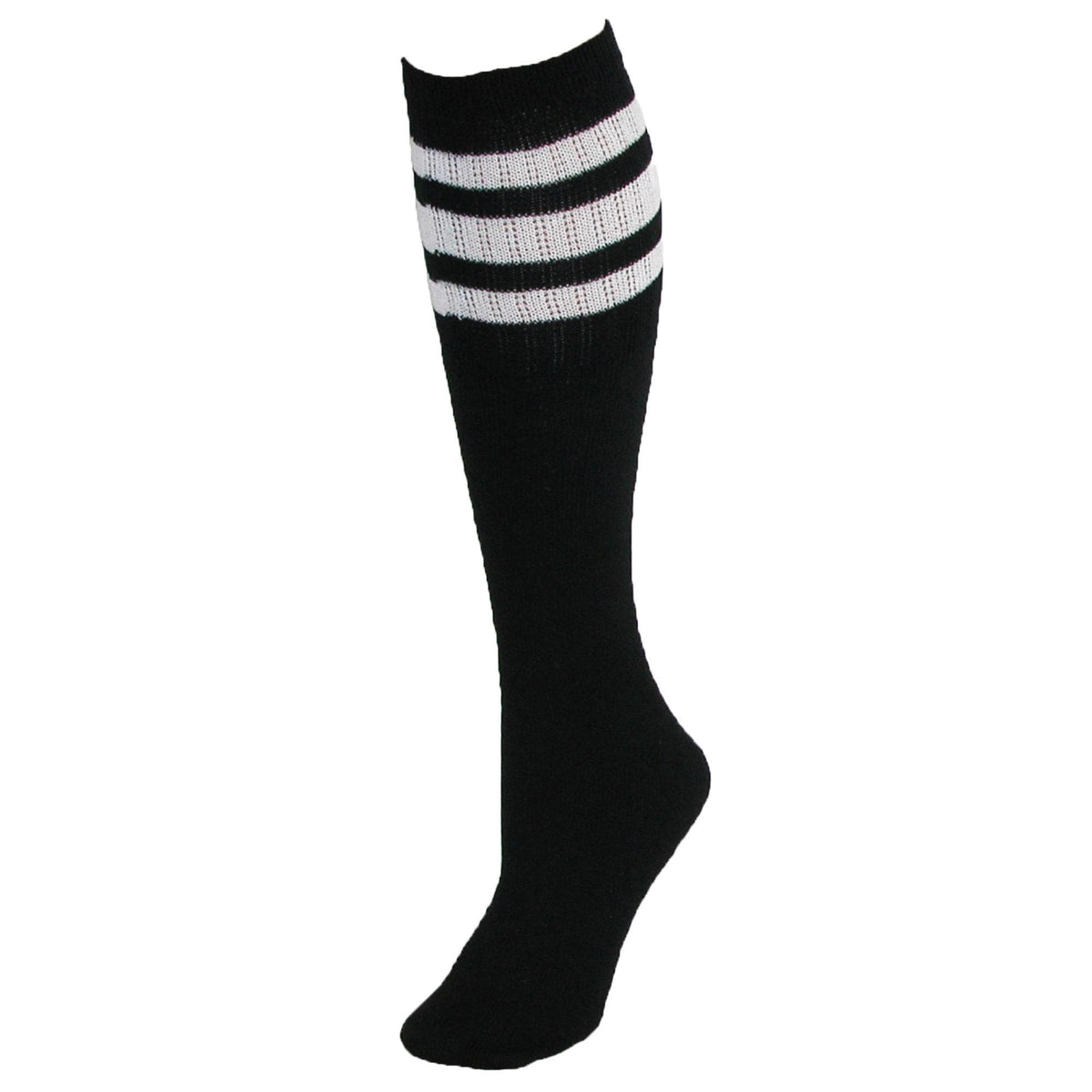 CTM® Striped Top Ribbed Tube Socks (4 Pair Pack)