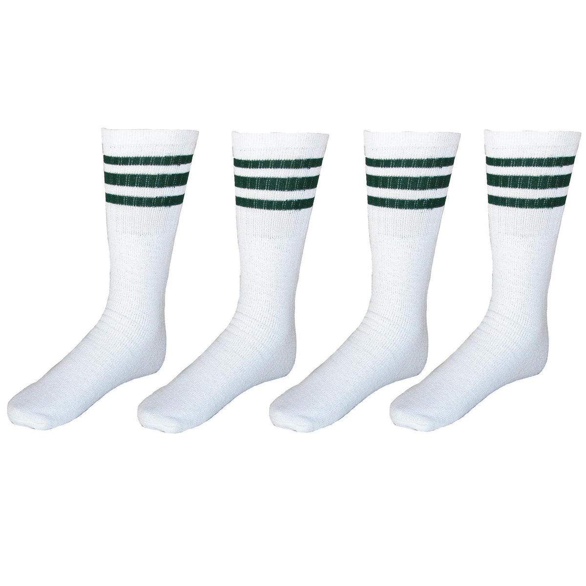 CTM® Striped Top Ribbed Tube Socks (4 Pair Pack) - Green
