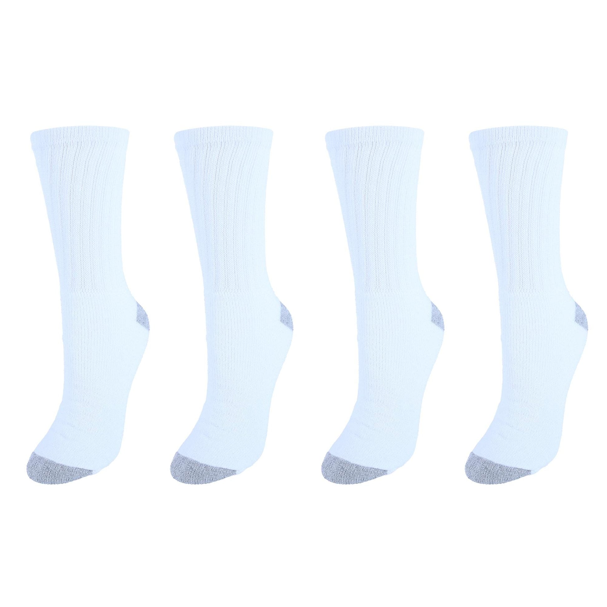 CTM® Women's Soft Crew Sport Socks (Pack of 4) - White with Gray