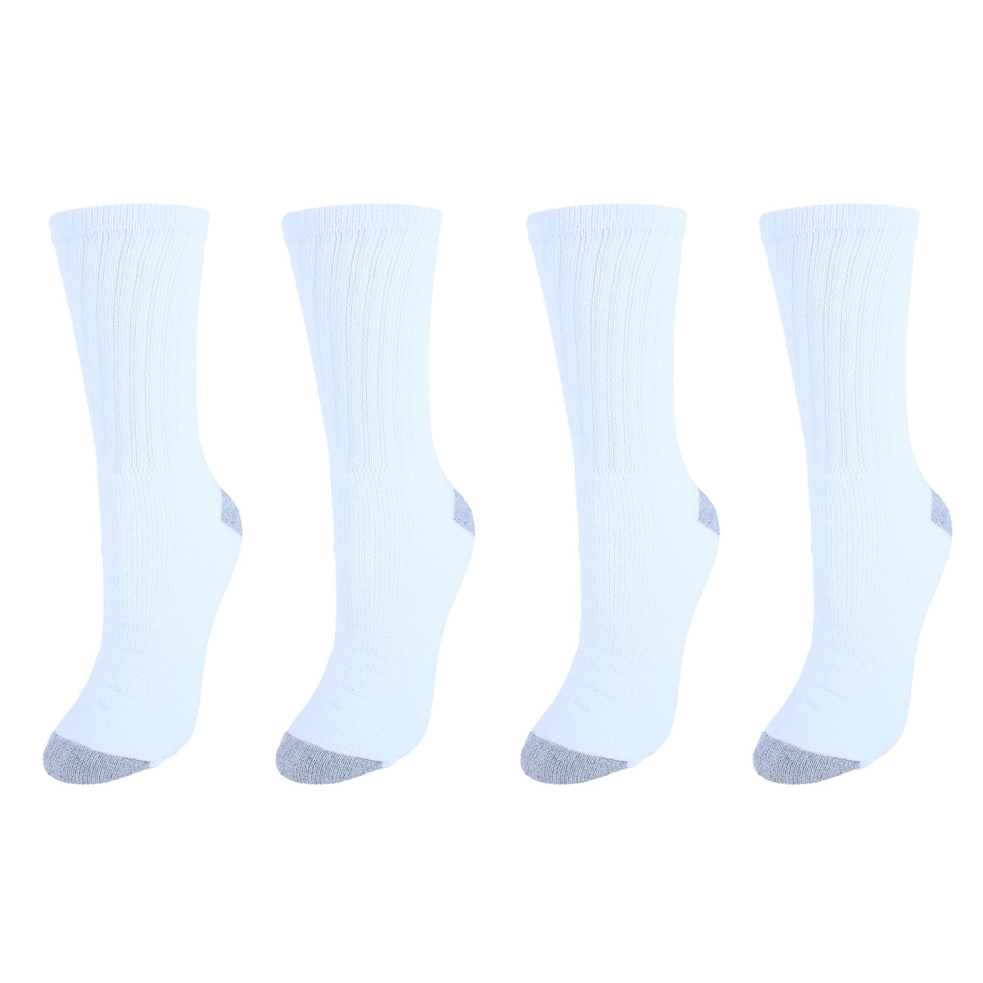 CTM® Women's Soft Crew Sport Socks (Pack of 4) - White with Gray