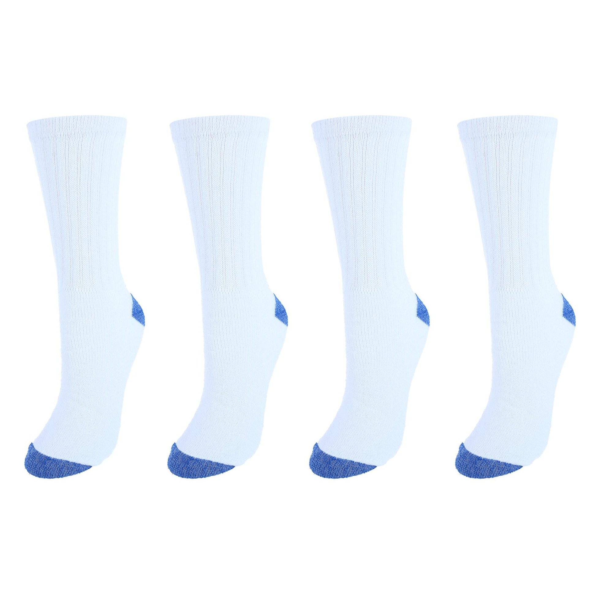 CTM® Women's Soft Crew Sport Socks (Pack of 4) - White with Royal Blue
