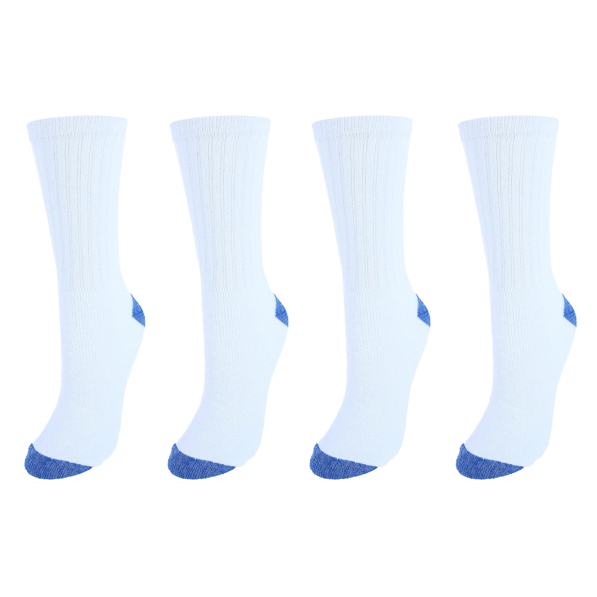 CTM® Women's Soft Crew Sport Socks (Pack of 4) - White with Royal Blue