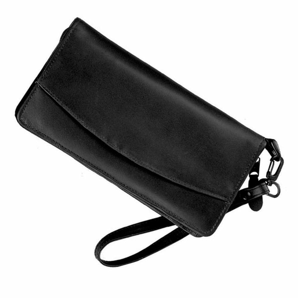 Winn International Leather Zippered Passport Travel Organizer - Black