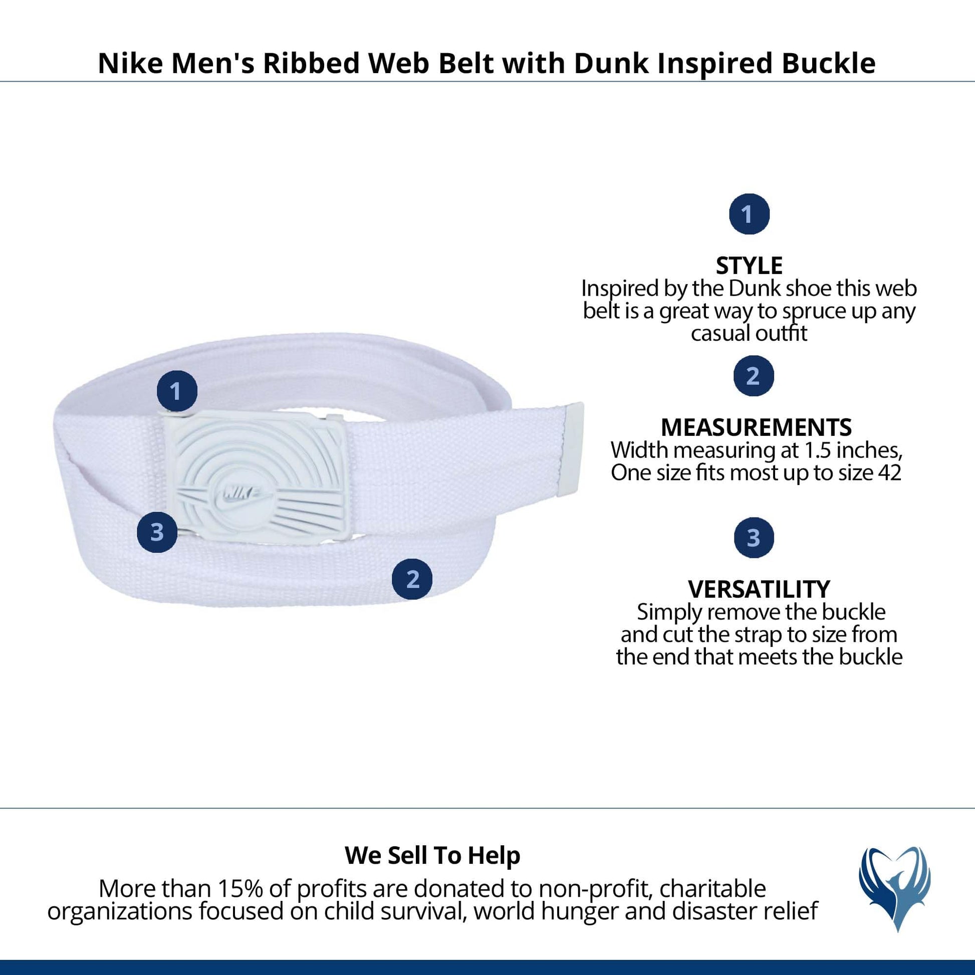 Nike Men's Ribbed Web Belt with Dunk Inspired Buckle - White