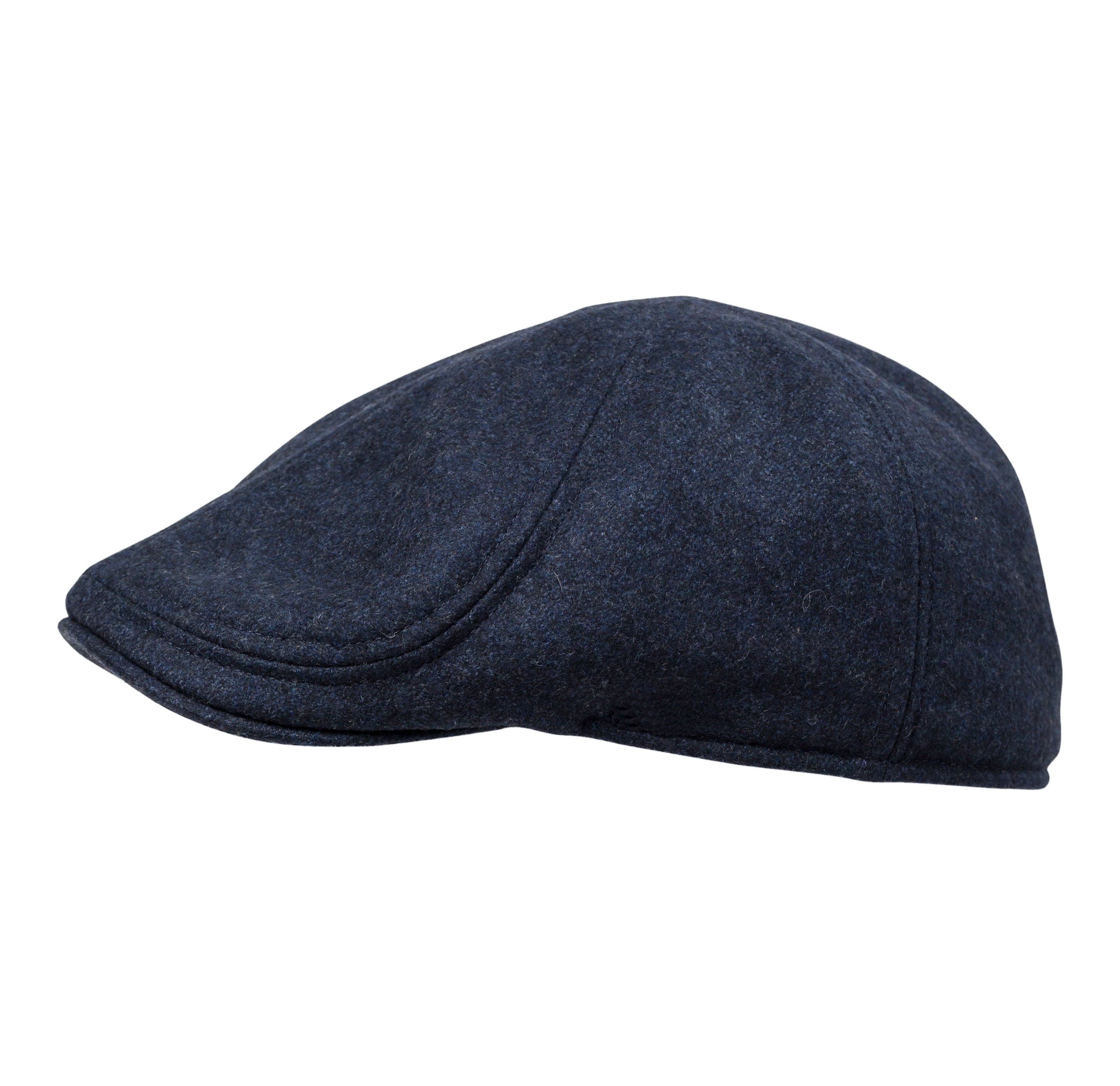 Wigens Men's Classic Pub Cap with Quilted Lining - Blue Melange