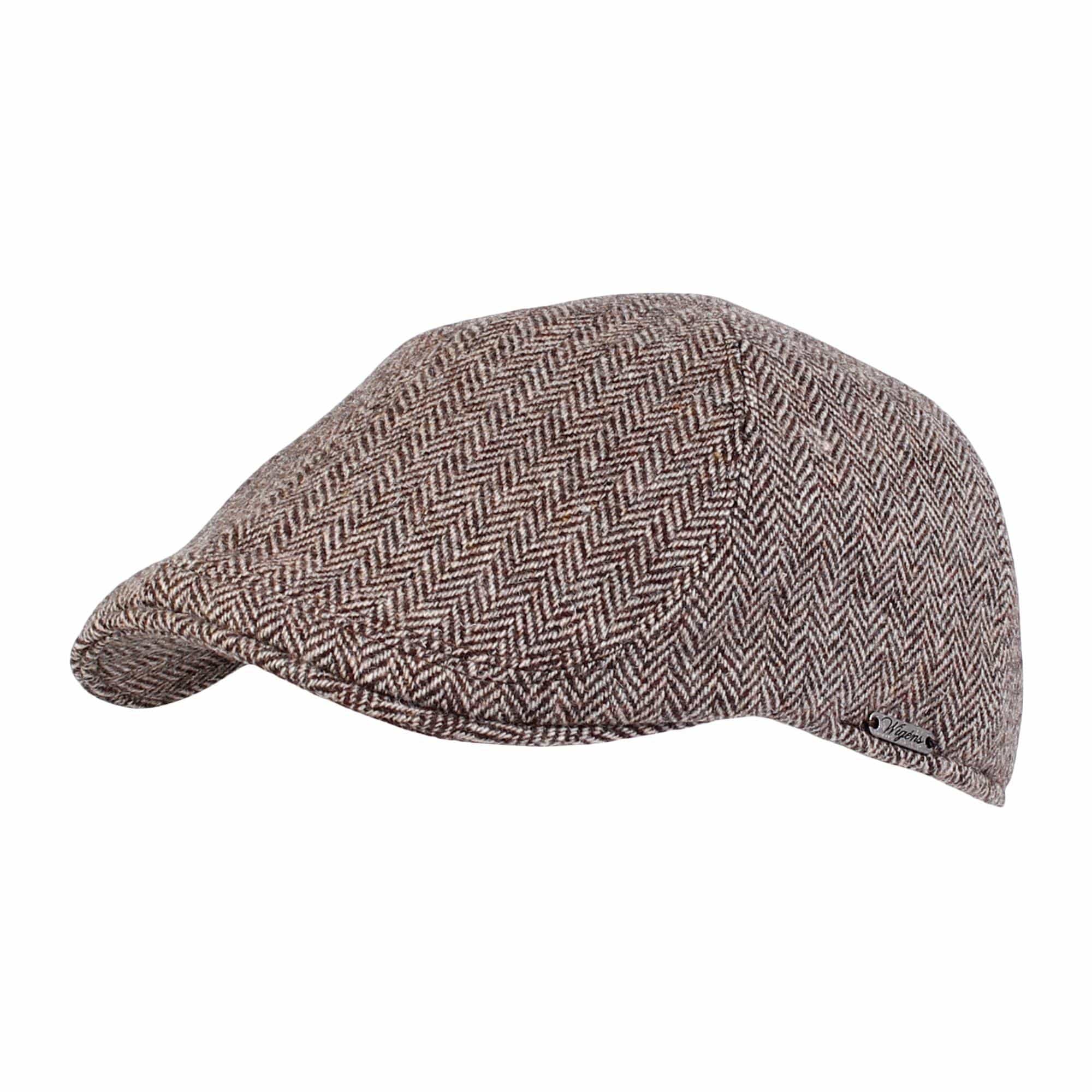 Wigens Men's Herringbone Shetland Pub Cap with Curved Peak - Light Brown