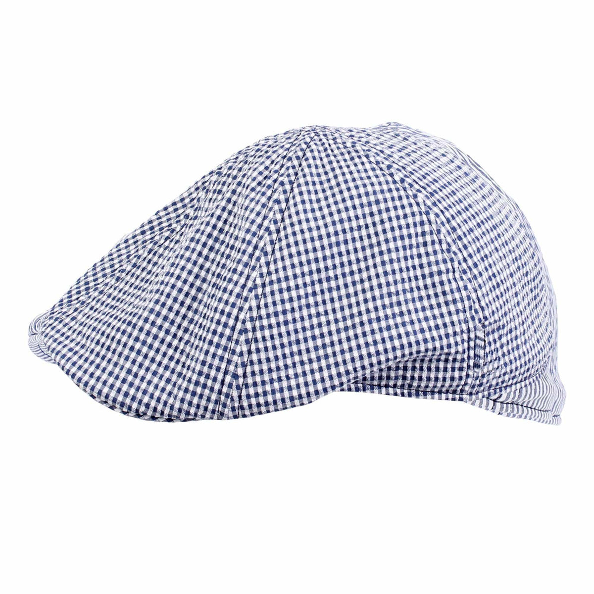 Wigens Men's Patterned Seersucker Pub Cap - Dark Navy Check