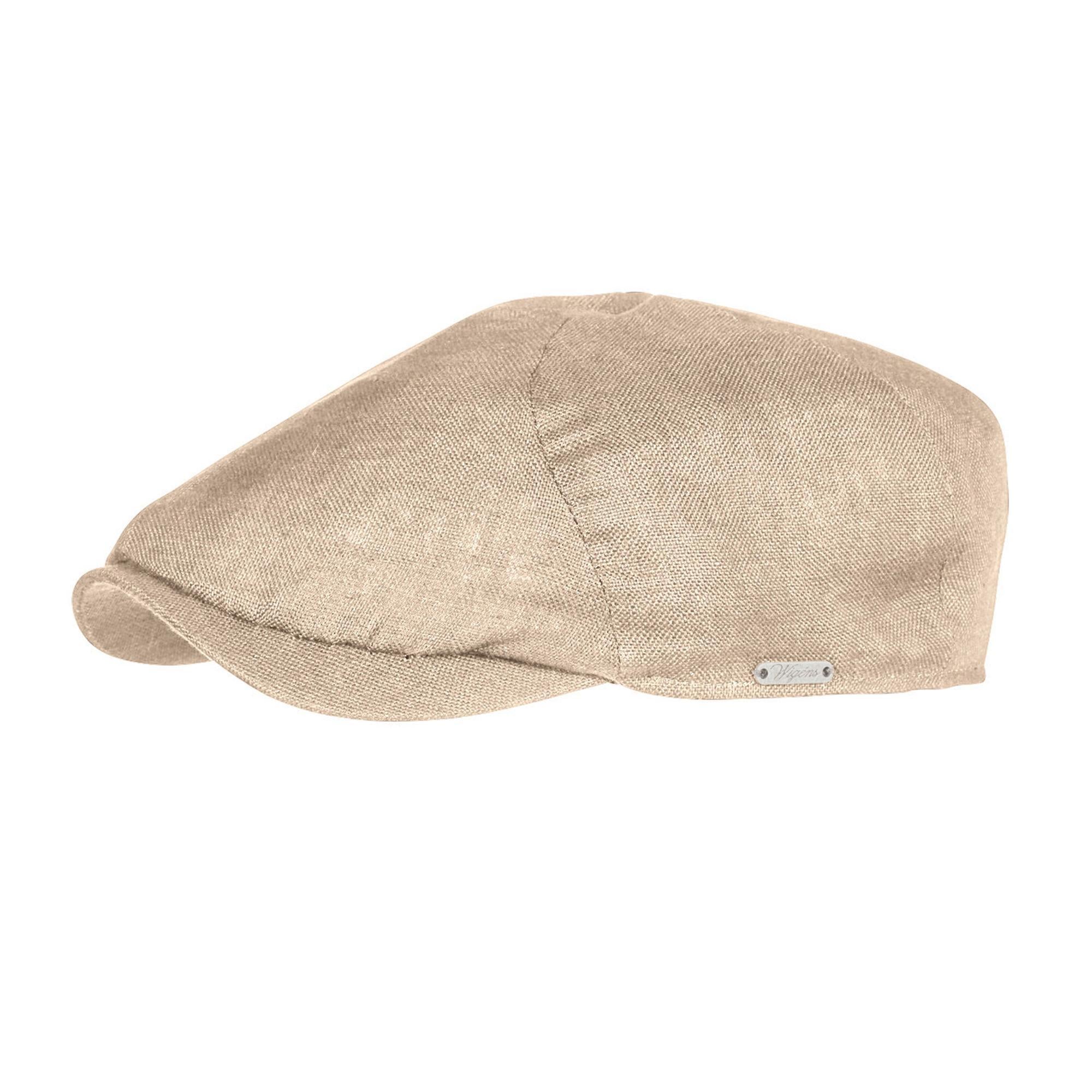 Wigens Men's Hopsack Linen Slim Newsboy Cap - Sand