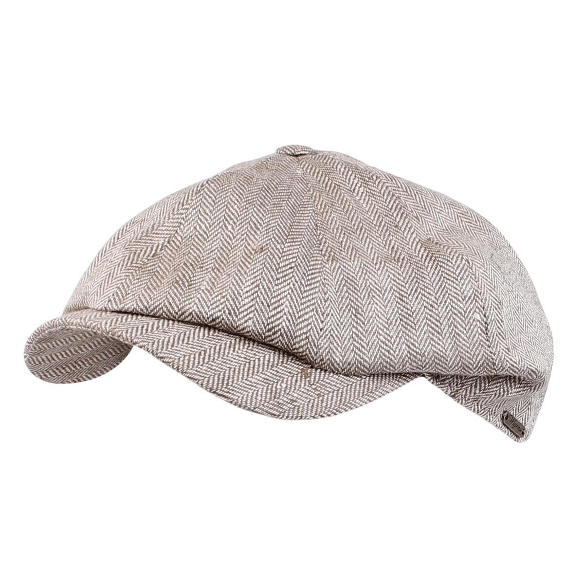 Wigens Men's Linen Herringbone Newsboy Cap