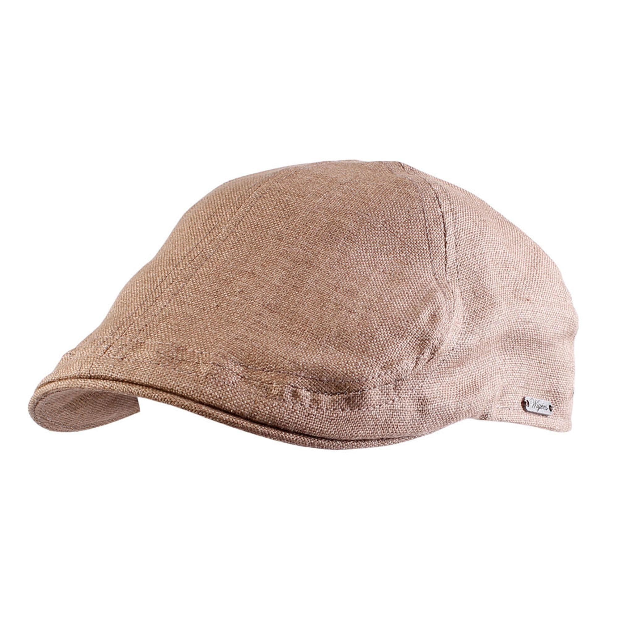 Wigens Men's Linen Pub Cap with Curved Peak - Light Brown