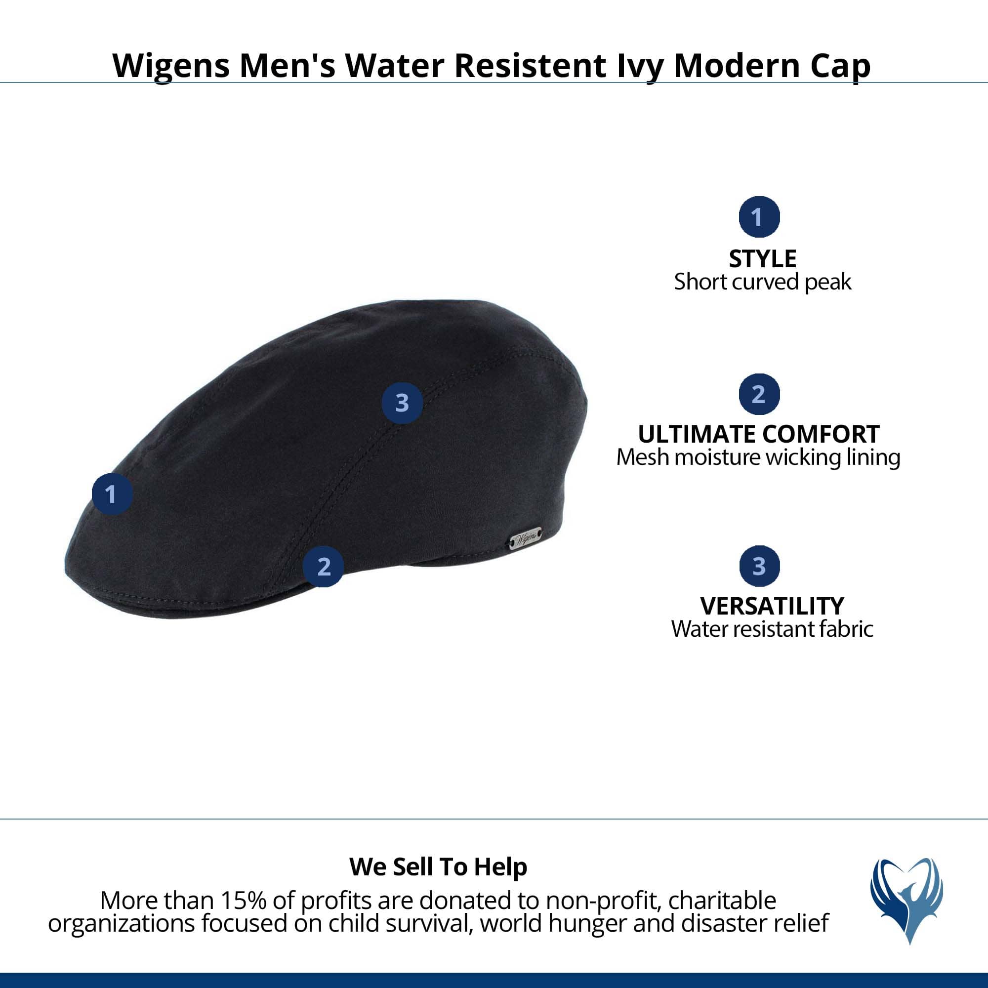 Wigens Men's Water Resistent Ivy Modern Cap - Black