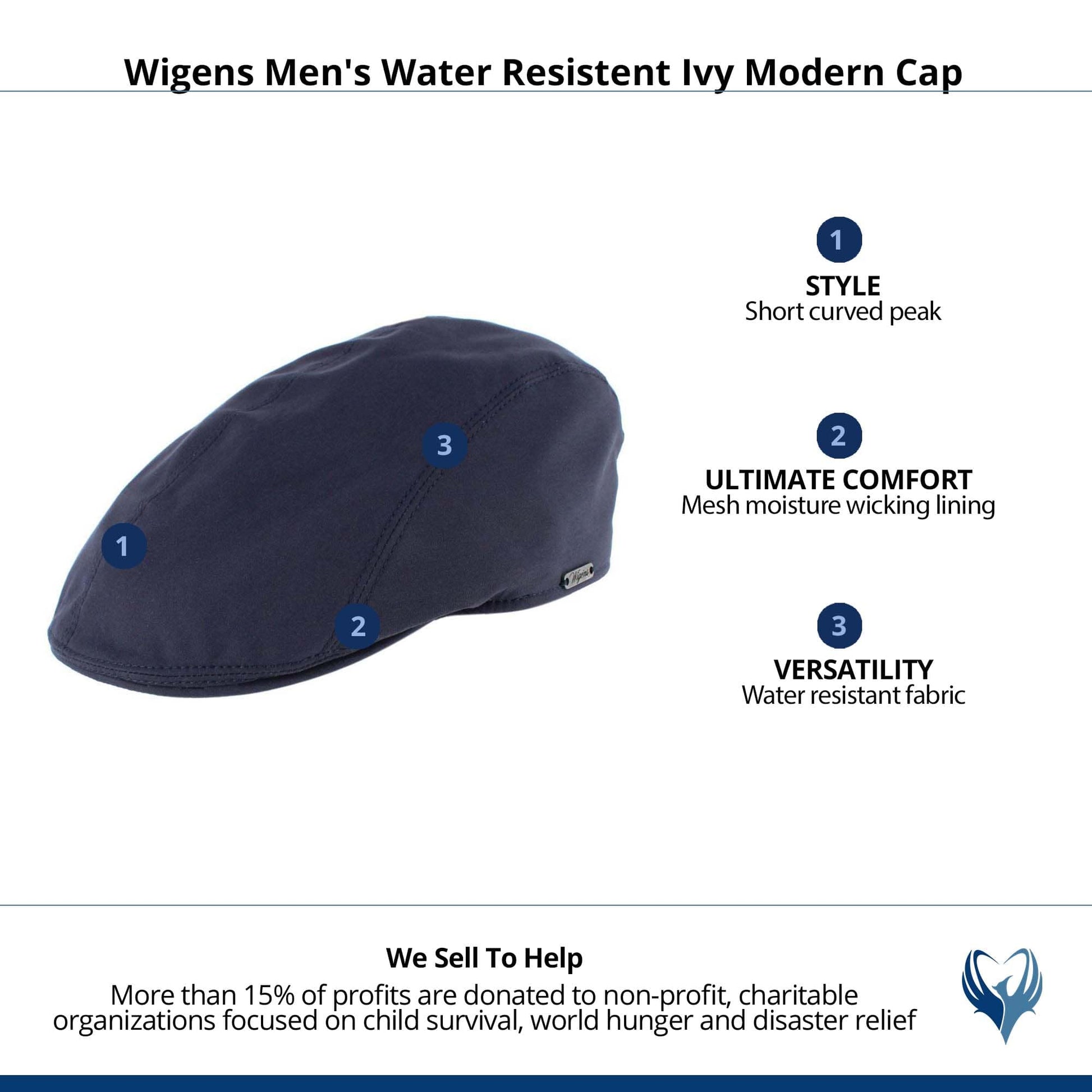 Wigens Men's Water Resistent Ivy Modern Cap - Navy