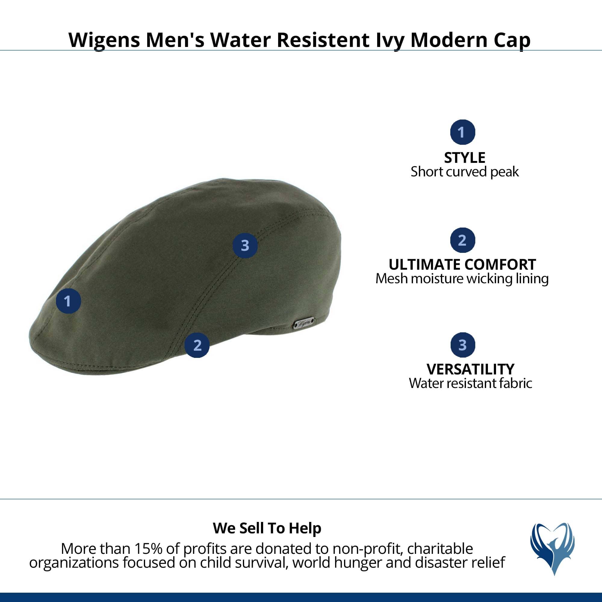 Wigens Men's Water Resistent Ivy Modern Cap - Olive