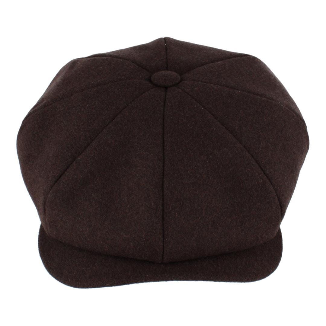 Wigens Men's Classic Retro Newsboy Cap with Curved Peak - Brown
