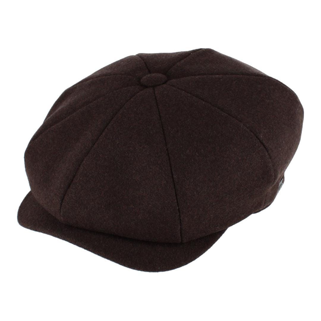 Wigens Men's Classic Retro Newsboy Cap with Curved Peak - Brown