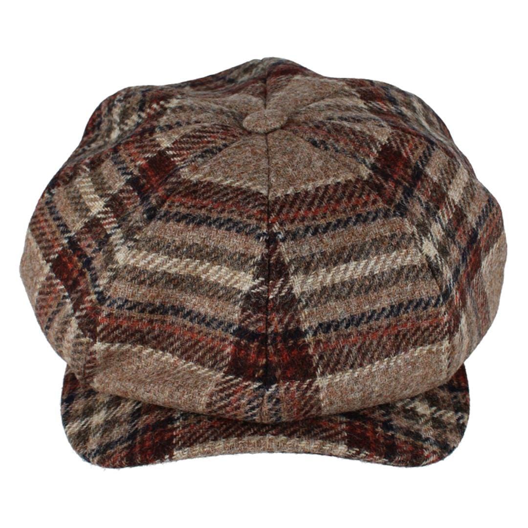 Wigens Men's Tweed Check Melange Classic Newsboy Cap - Beige Melange