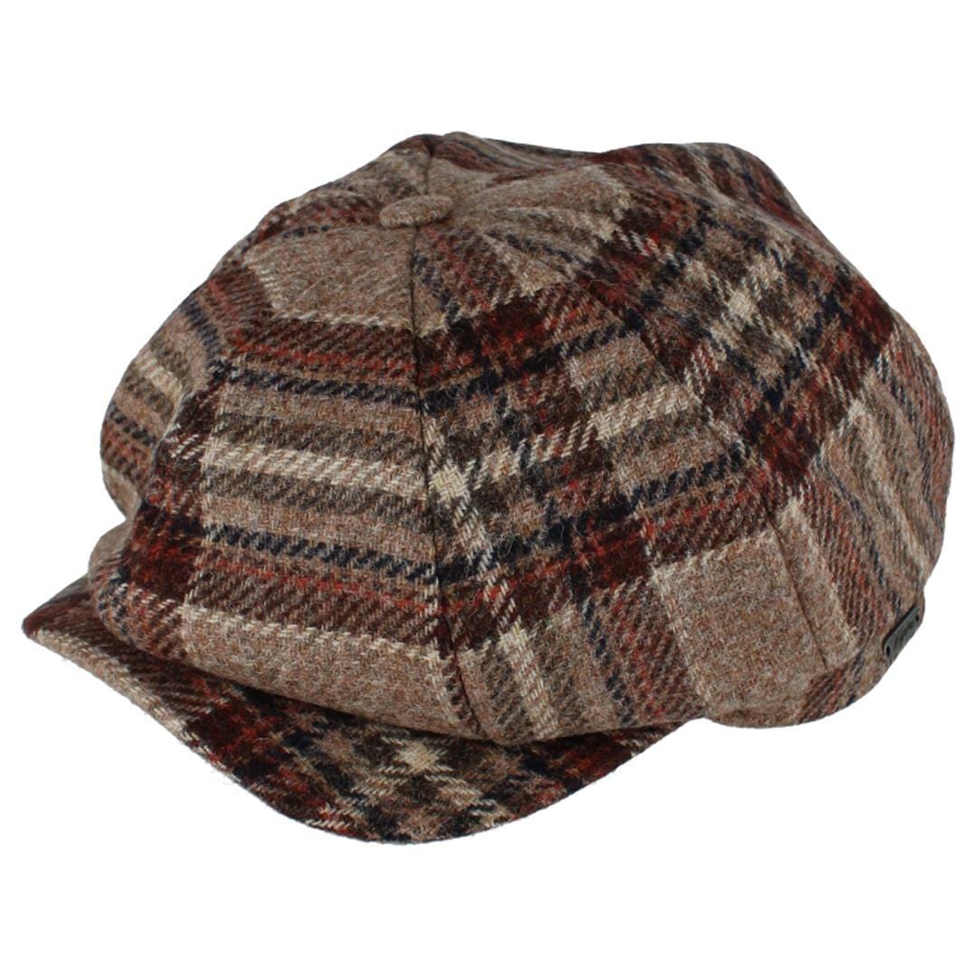 Wigens Men's Tweed Check Melange Classic Newsboy Cap - Beige Melange