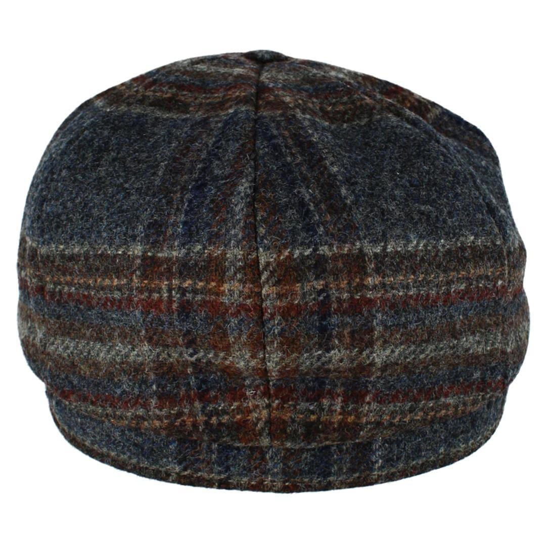 Wigens Men's Tweed Check Melange Classic Newsboy Cap - Navy Melange
