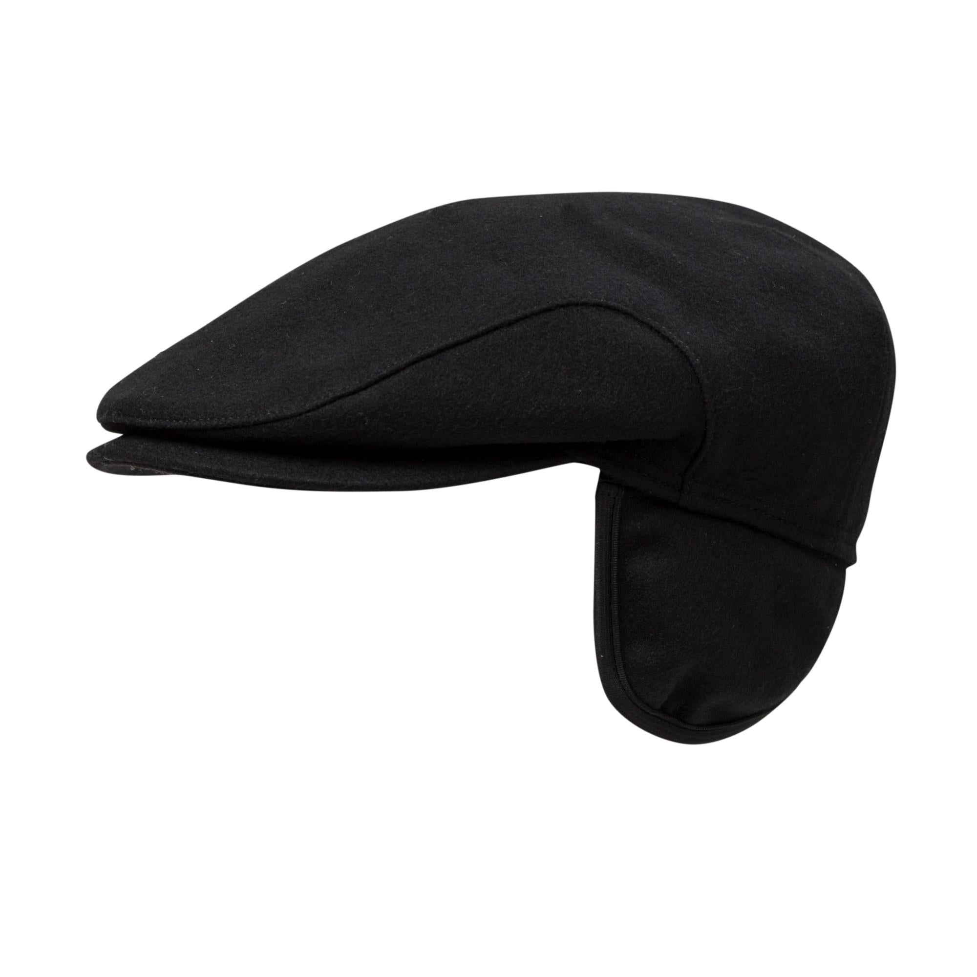 Wigens Men's Classic Ivy Melton with Earflaps - Black