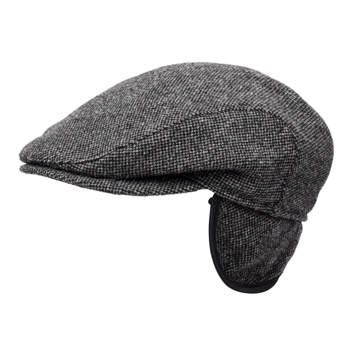 Wigens Men's Shetland Wool Slim Ivy Cap with Ear Flaps - Men's Shetland Wool Slim Ivy Cap with Ear Flaps