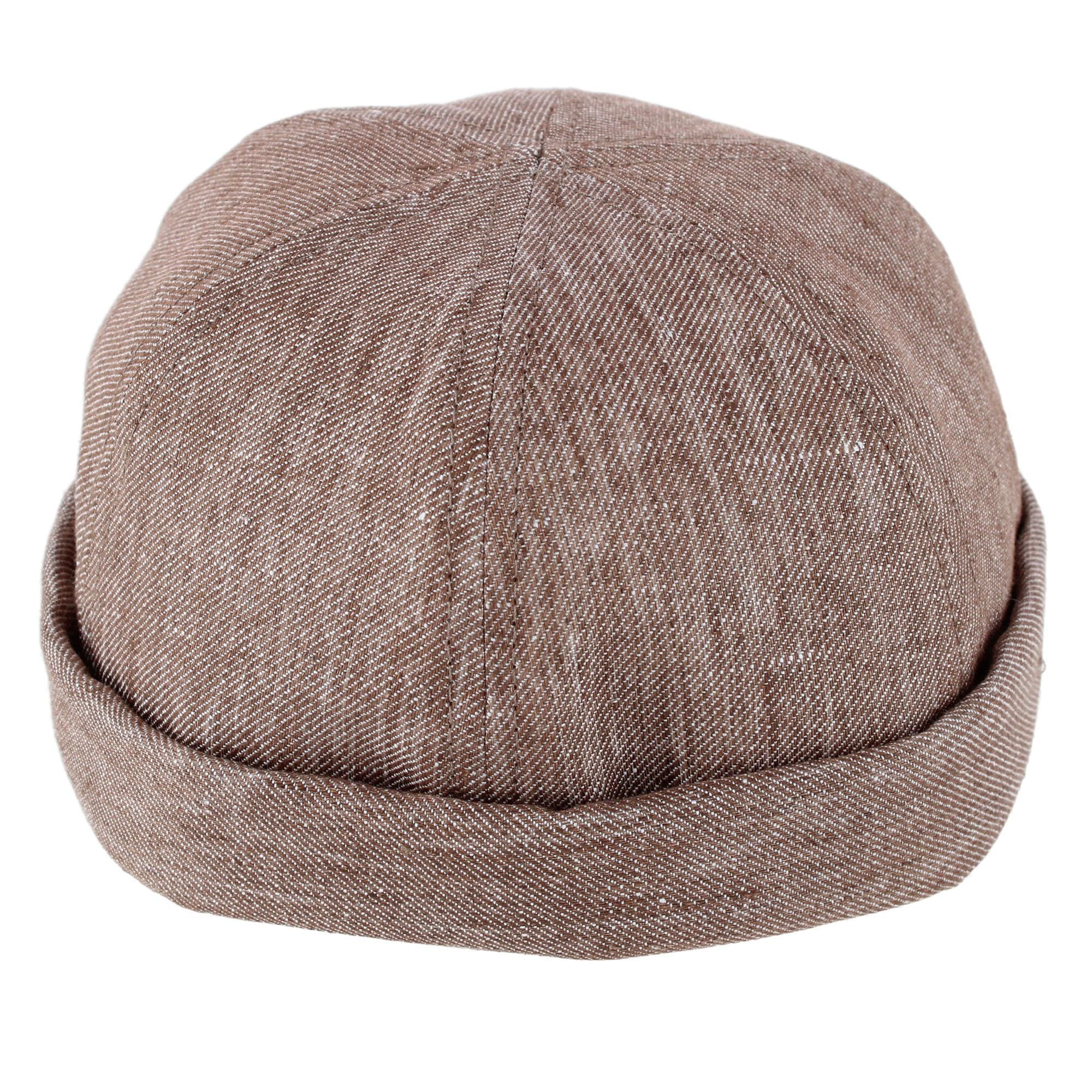 Wigens Men's Denim Linen Docker Cap - Brown