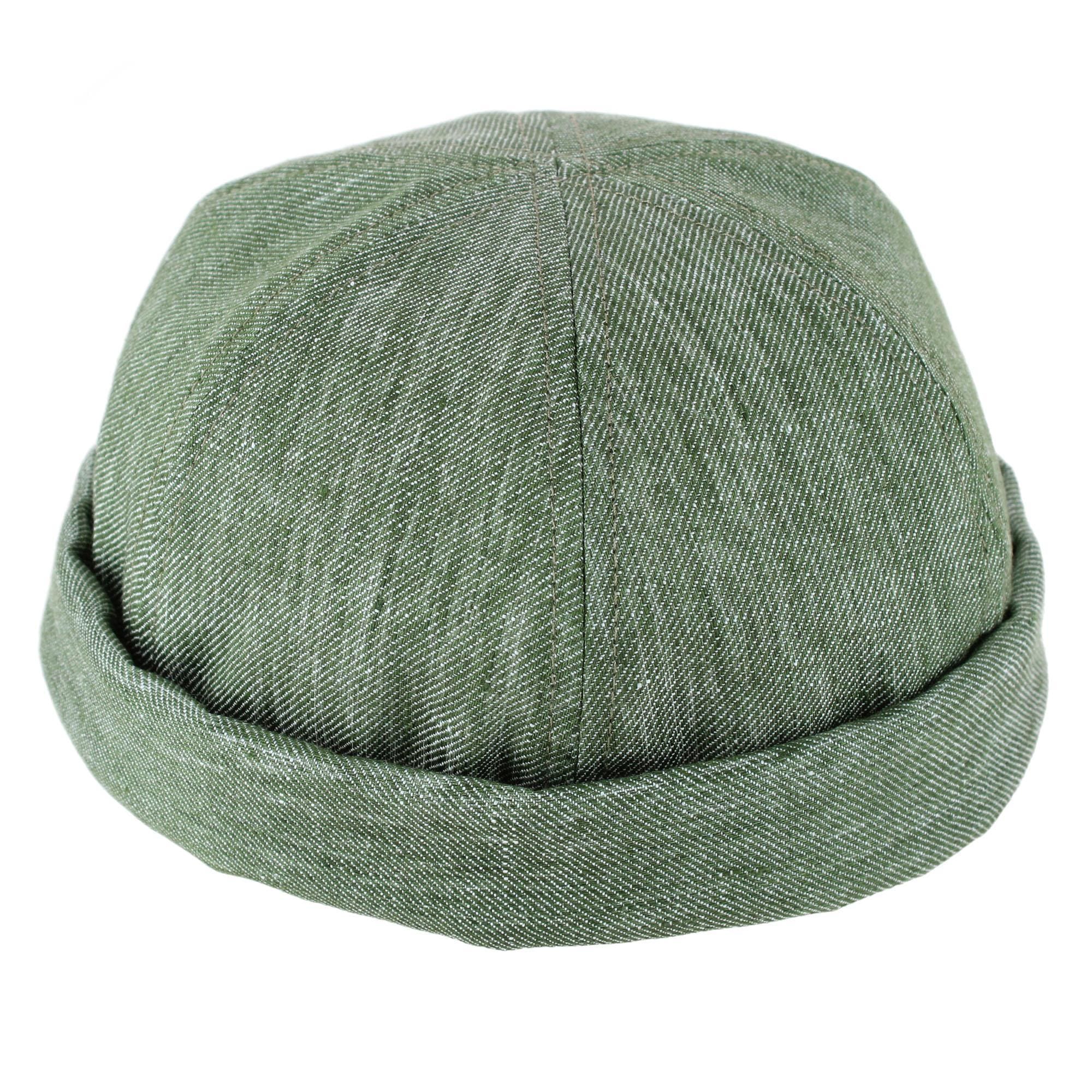 Wigens Men's Denim Linen Docker Cap - Green