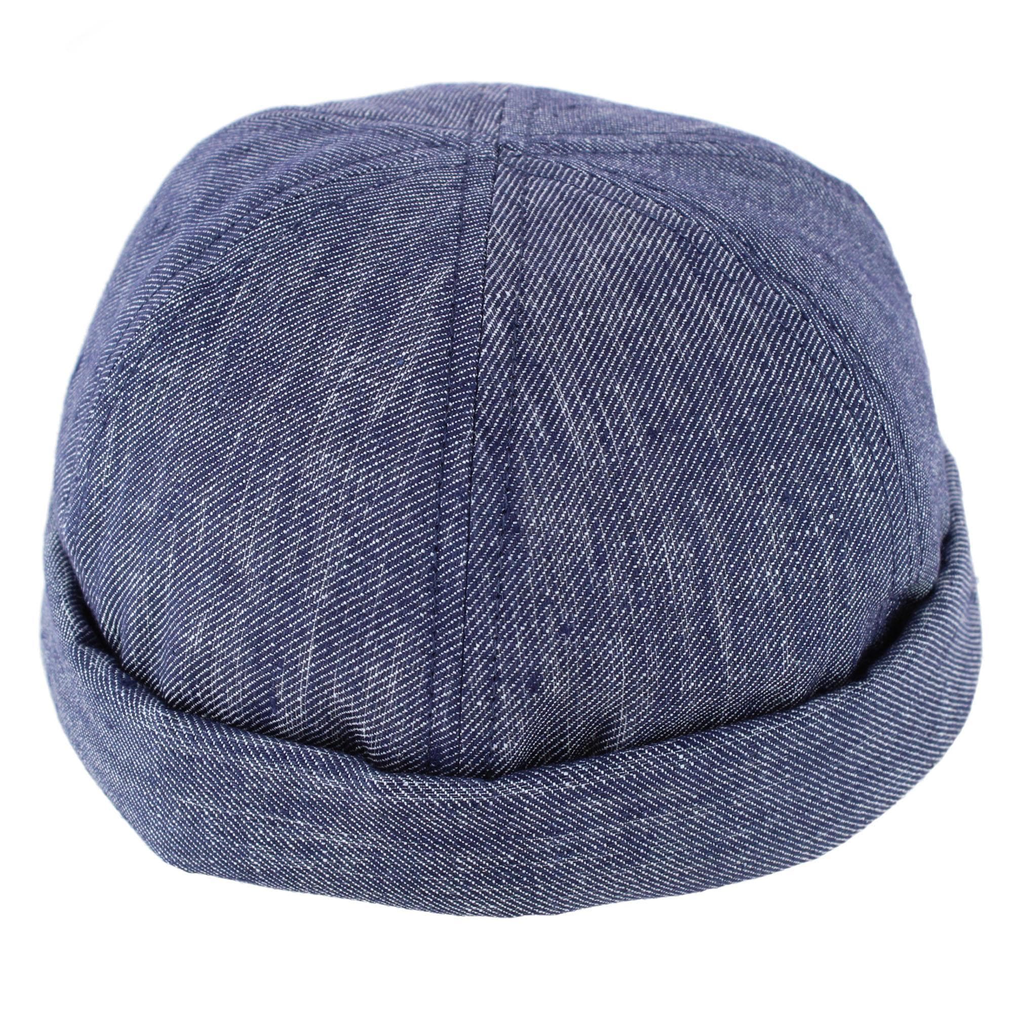 Wigens Men's Denim Linen Docker Cap - Navy