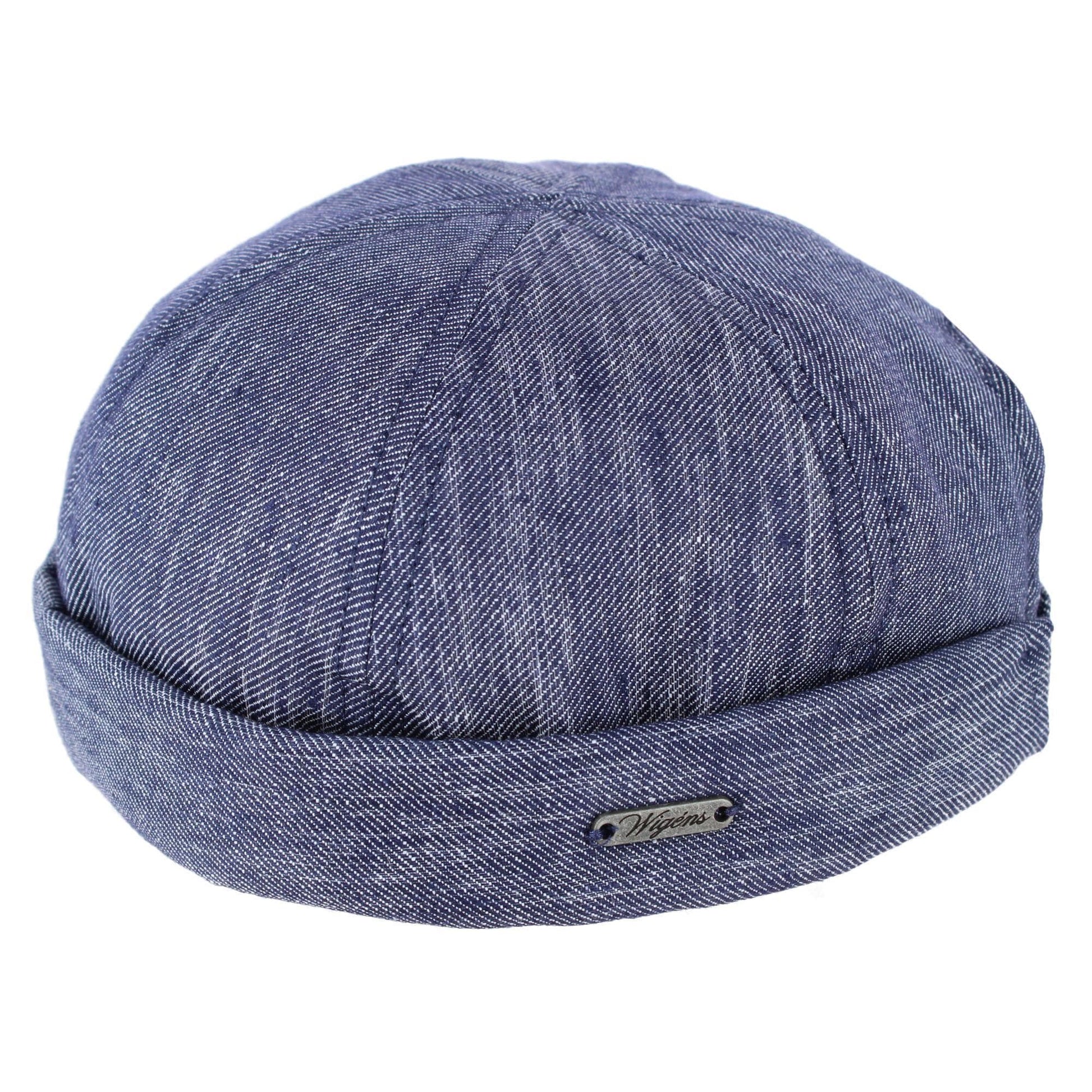 Wigens Men's Denim Linen Docker Cap - Navy