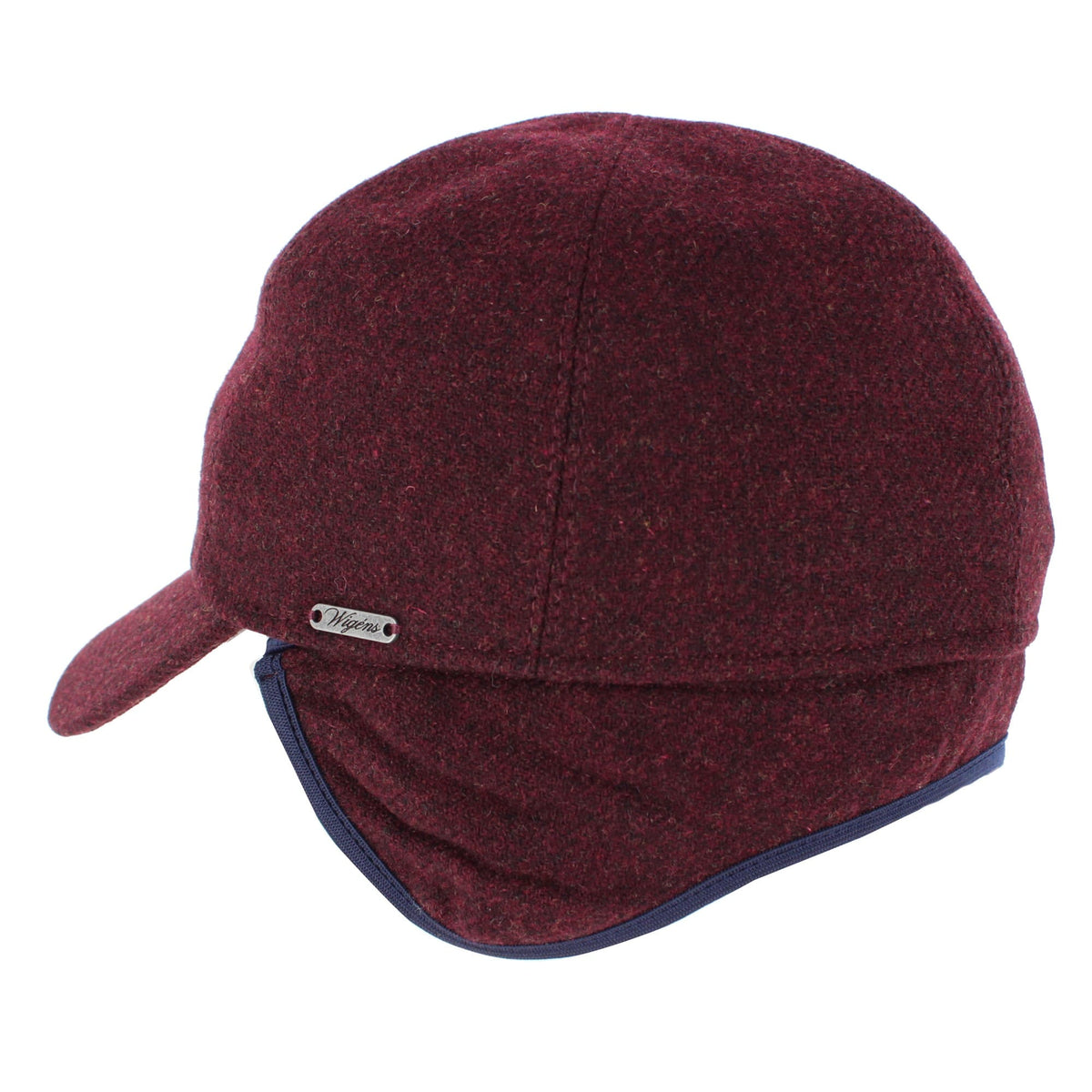 Wigens Men's Shetland Wool Earflap Cap - Red Wine