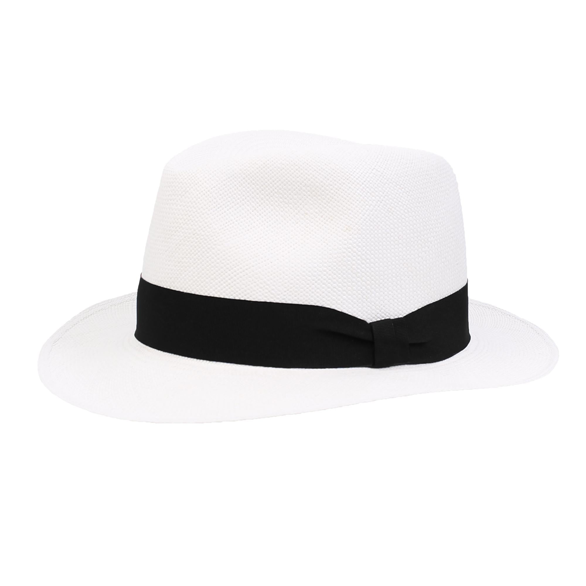 Wigens Men's Paja Toquilla Straw Panama Hat with Grosgrain Band - Black