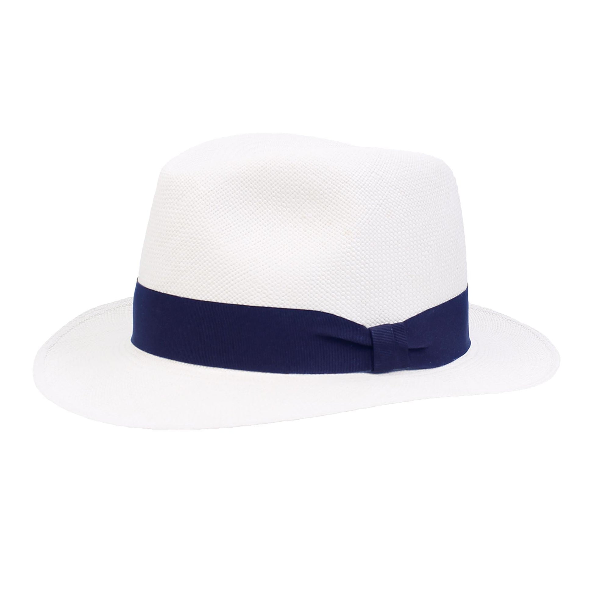 Wigens Men's Paja Toquilla Straw Panama Hat with Grosgrain Band - Navy