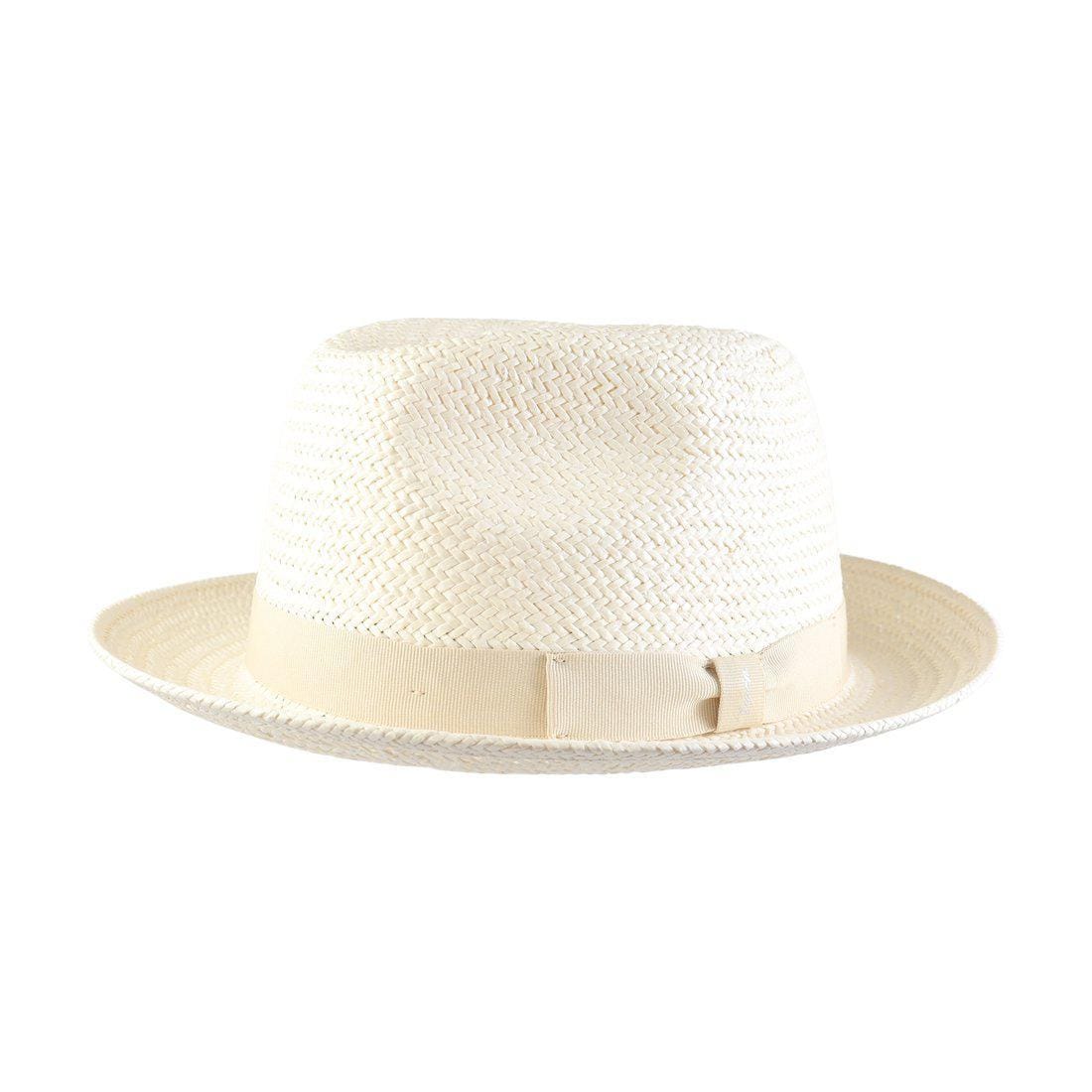 Wigens Men's Classic Straw Fedora with Grosgrain Hatband - Men's Classic Straw Fedora with Grosgrain Hatband