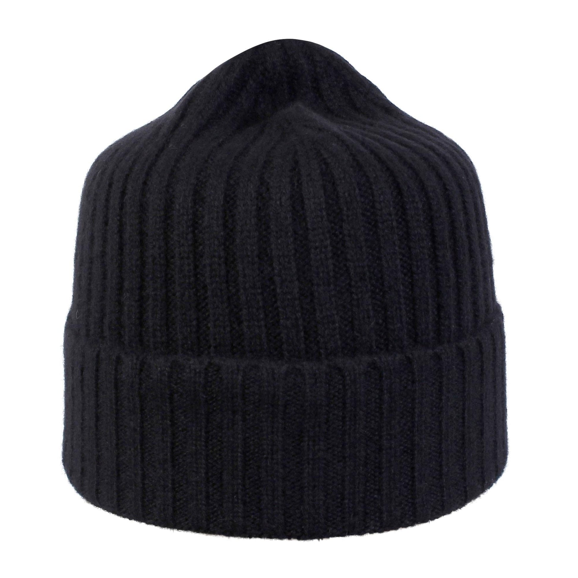 Wigens Unisex Cashmere Rib Knitted Beanie - Black