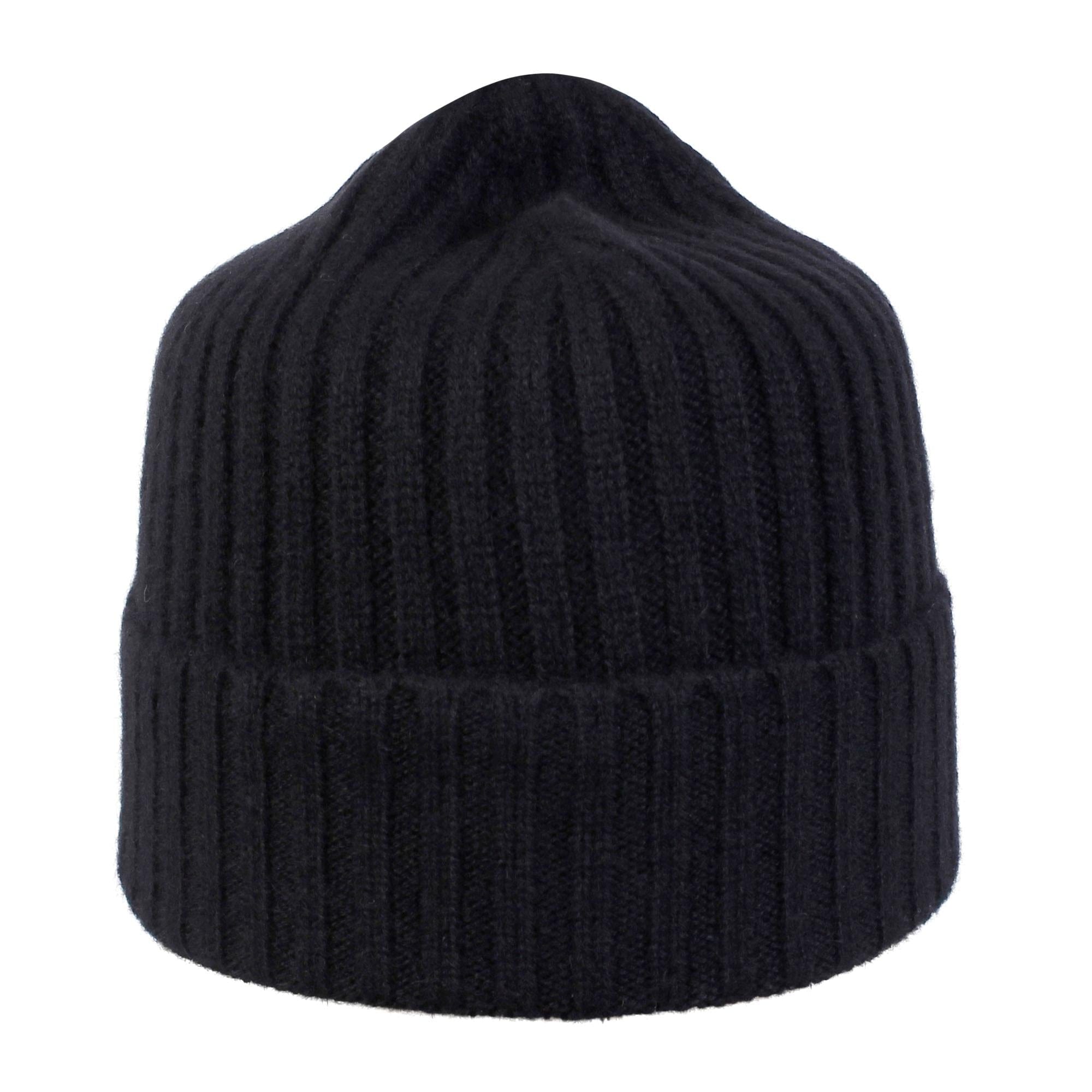 Wigens Unisex Cashmere Rib Knitted Beanie - Black