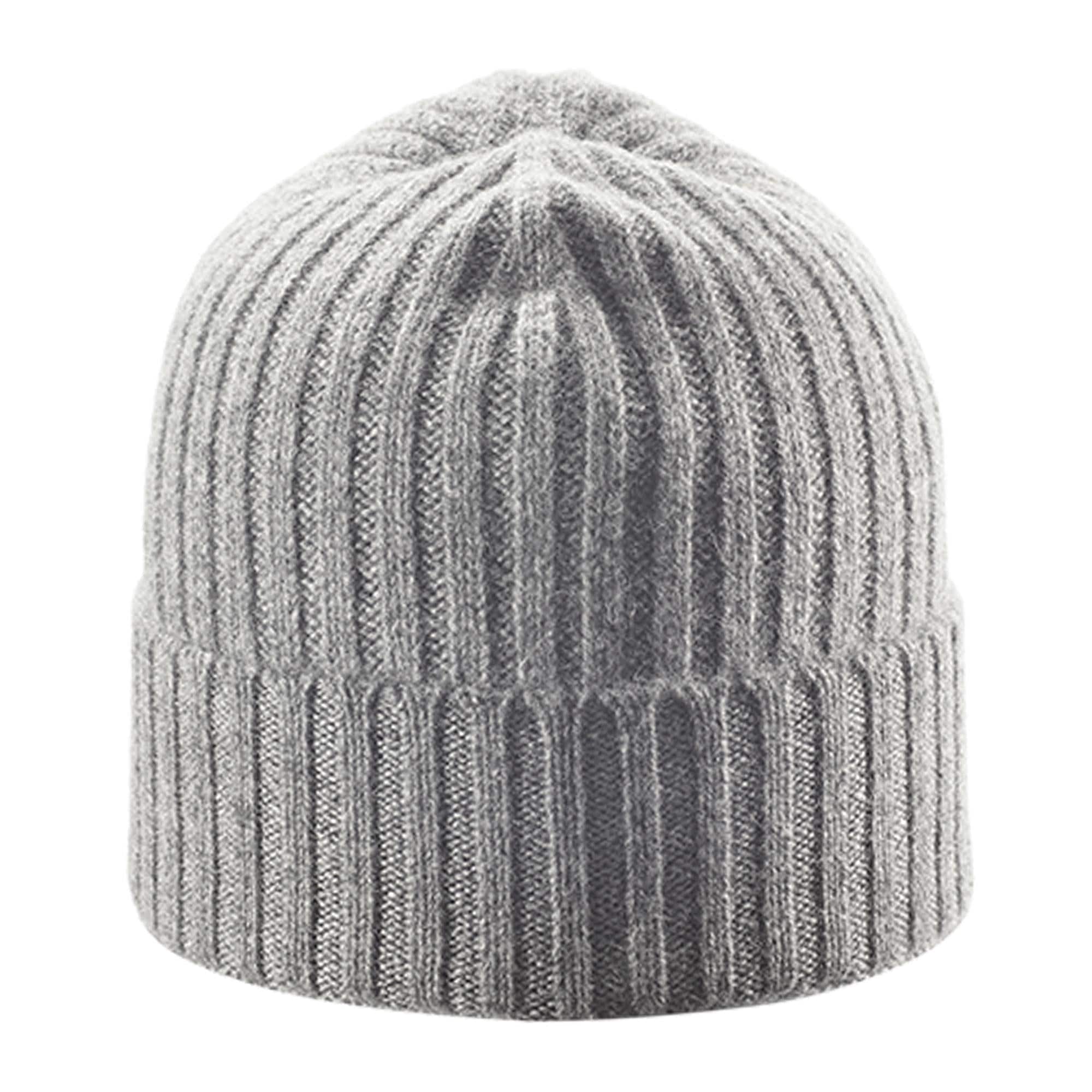 Wigens Unisex Cashmere Rib Knitted Beanie - Light Grey