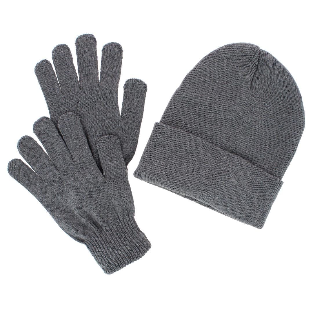 CTM® Adult One Size Winter Beanie Hat and Gloves Set by Wootie - Gray